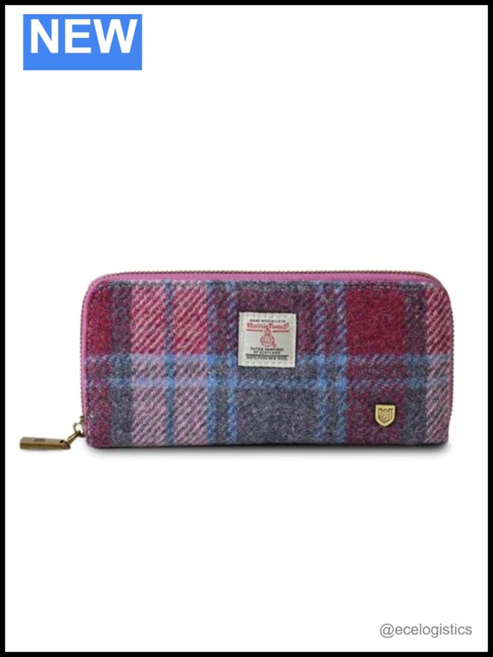 Harris Tweed & PU Leather Long Zip Wallet Purse